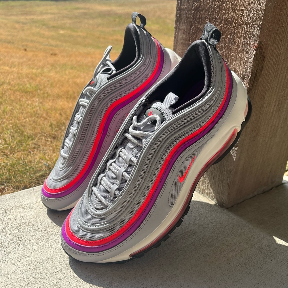 Women's Air Max 97 Wolf Grey/Solar Red-Vivid Purple